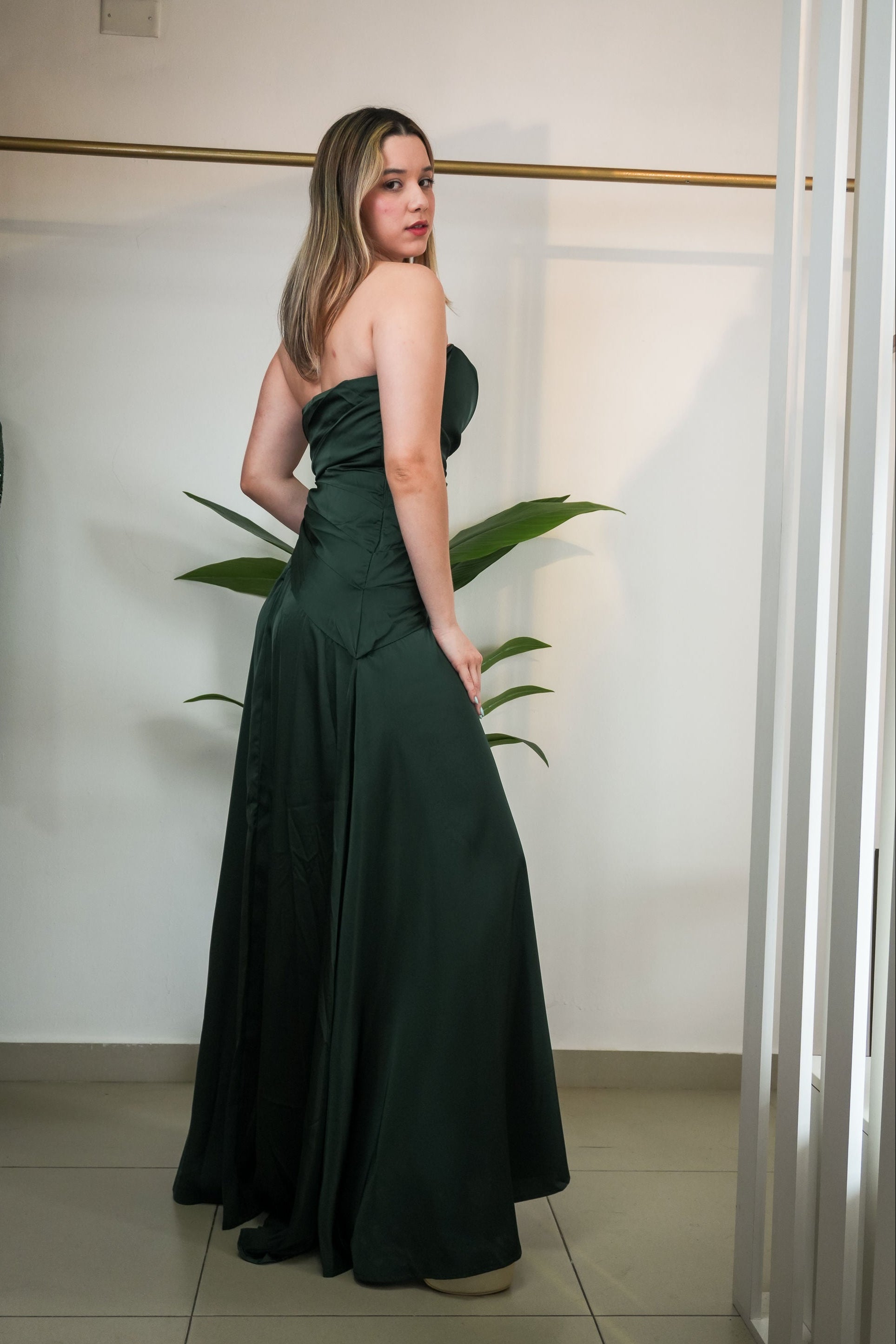 Maliey Strapless Satin Maxi