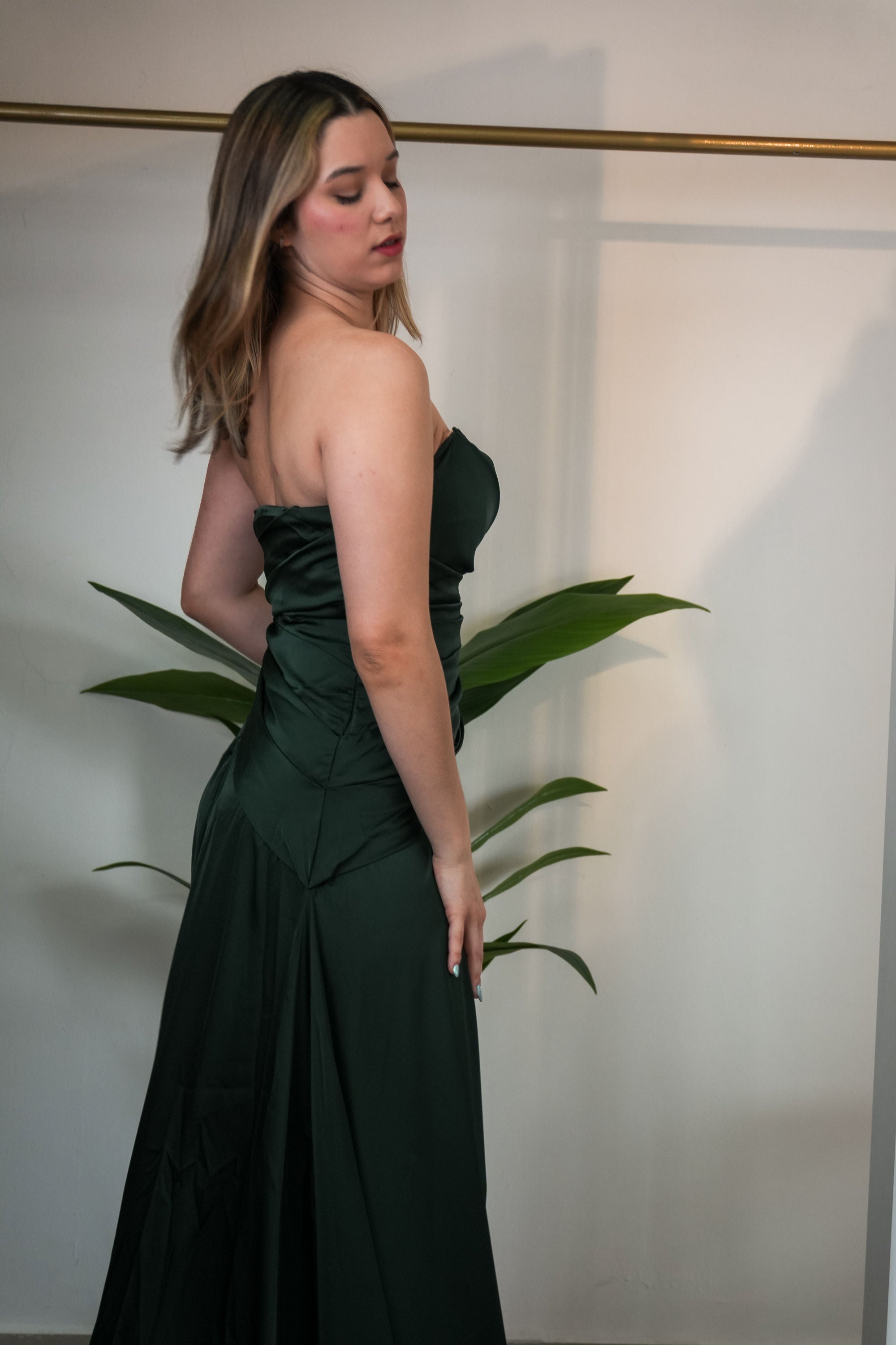 Maliey Strapless Satin Maxi