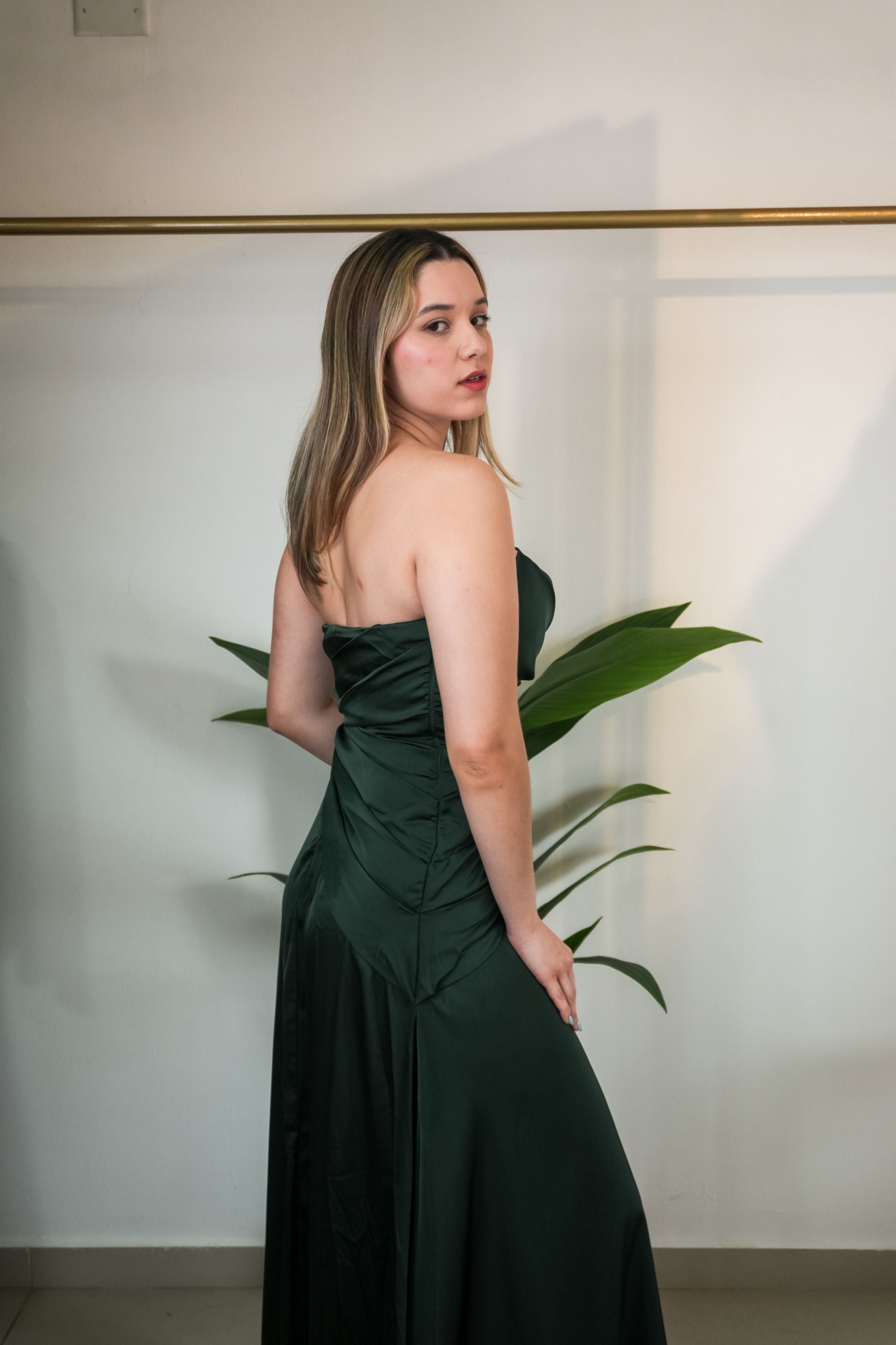 Maliey Strapless Satin Maxi