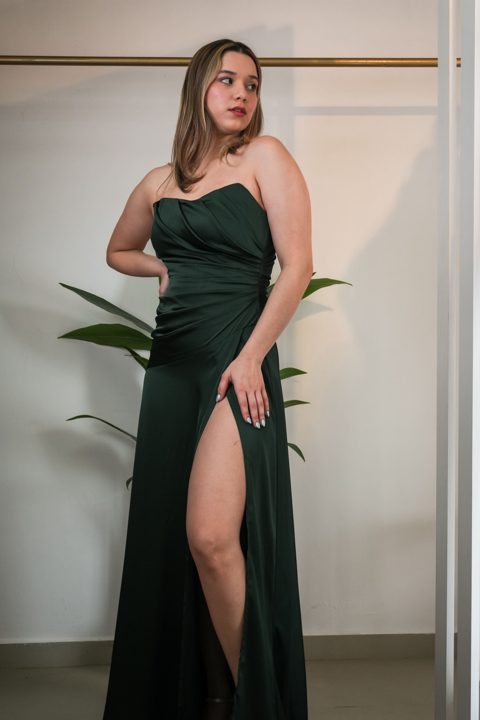 Maliey Strapless Satin Maxi