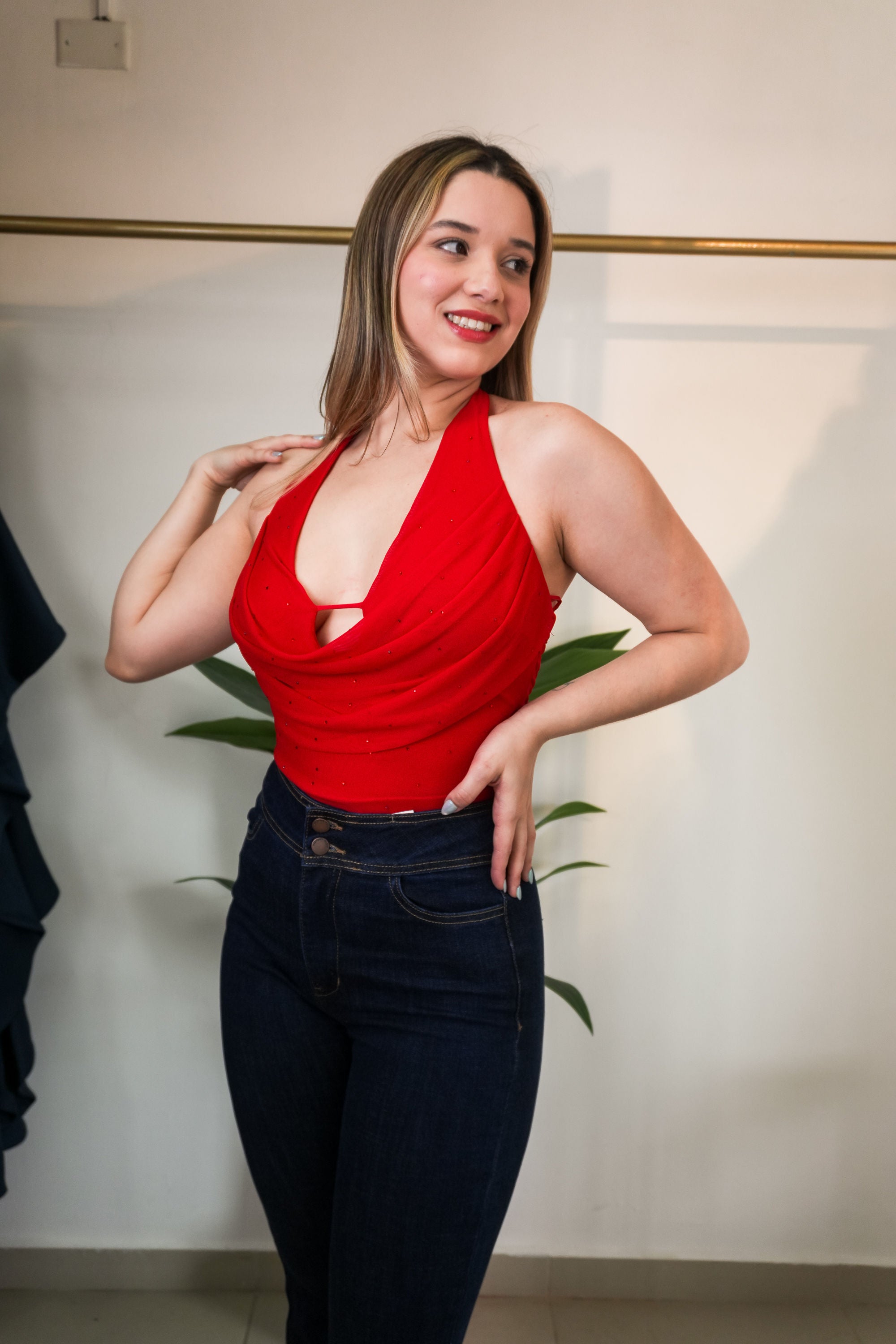 Midnight Glam Bodysuit -Red