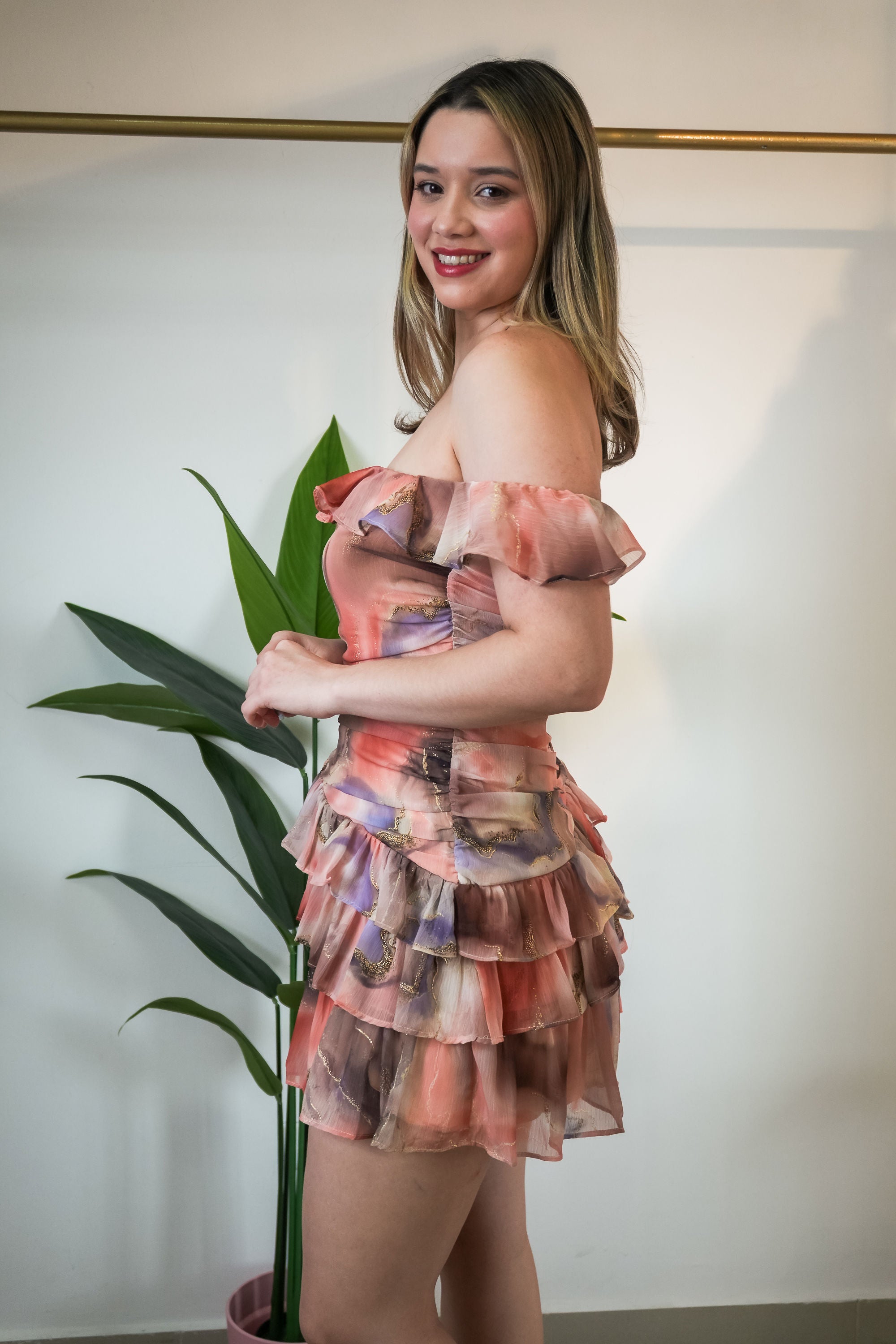 Peach mini dress