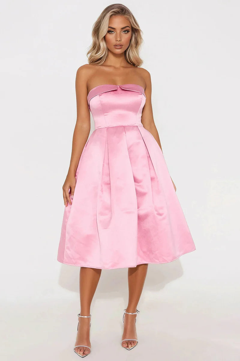Soft Mauve Satin Midi