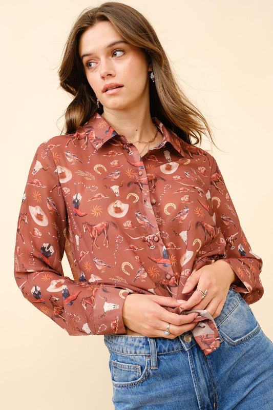 Western Print Blouse