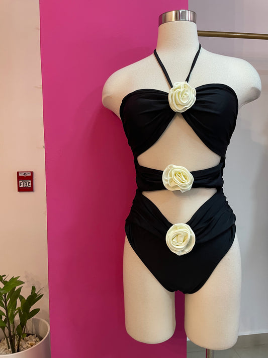 HALTERNECK FLOWER SWIMSUIT