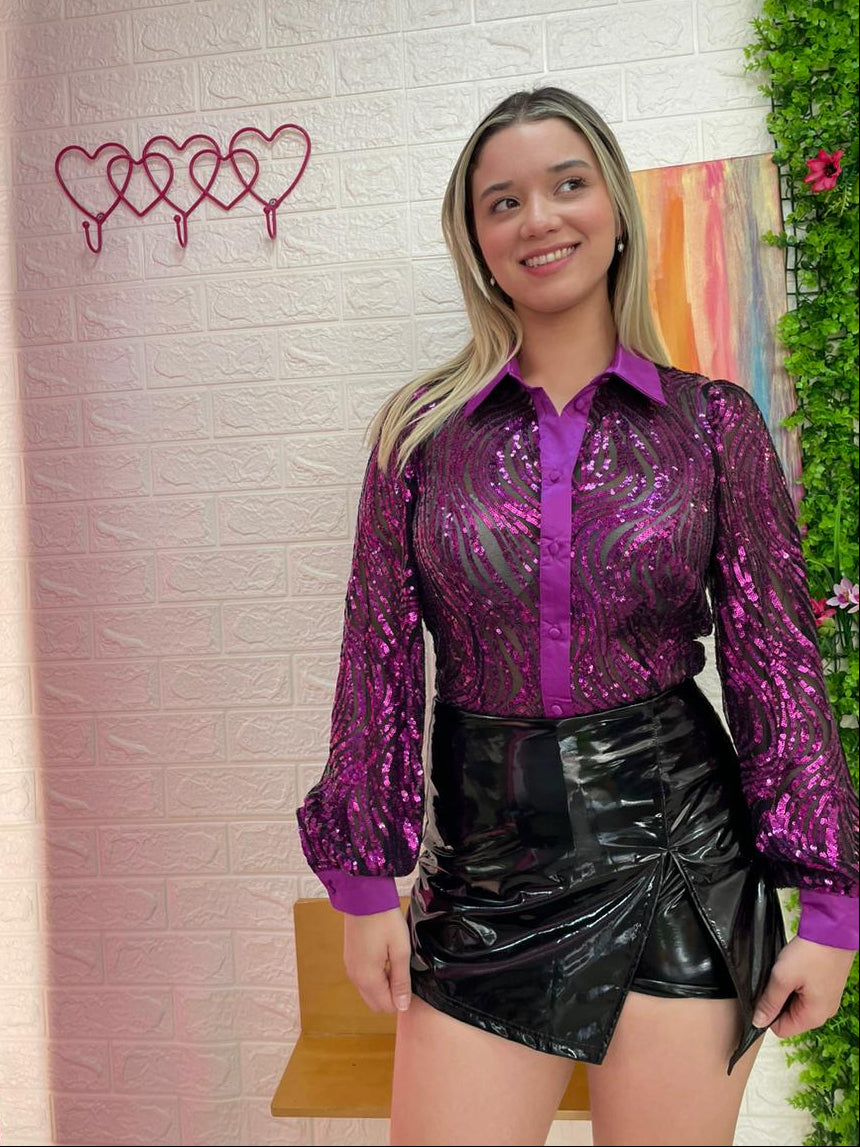 Sequin purple shirt