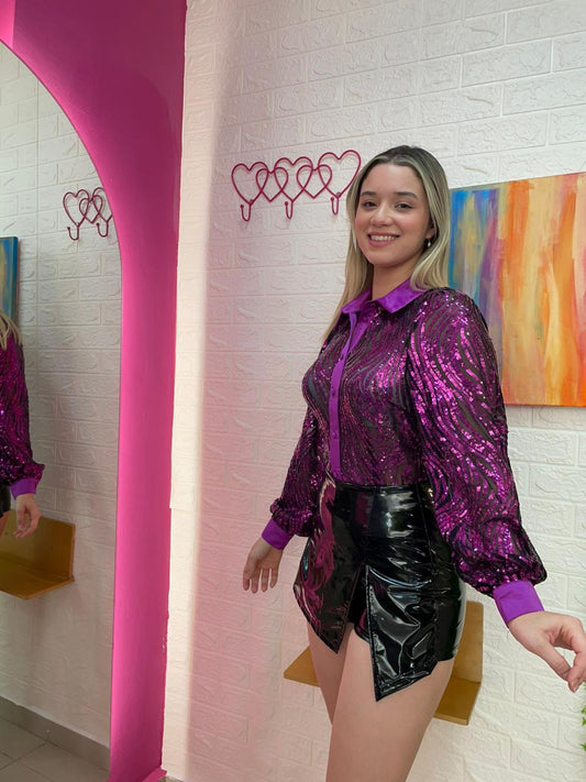 Sequin purple shirt