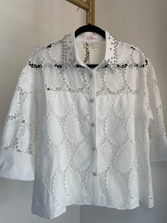 Camisa de encaje blanco